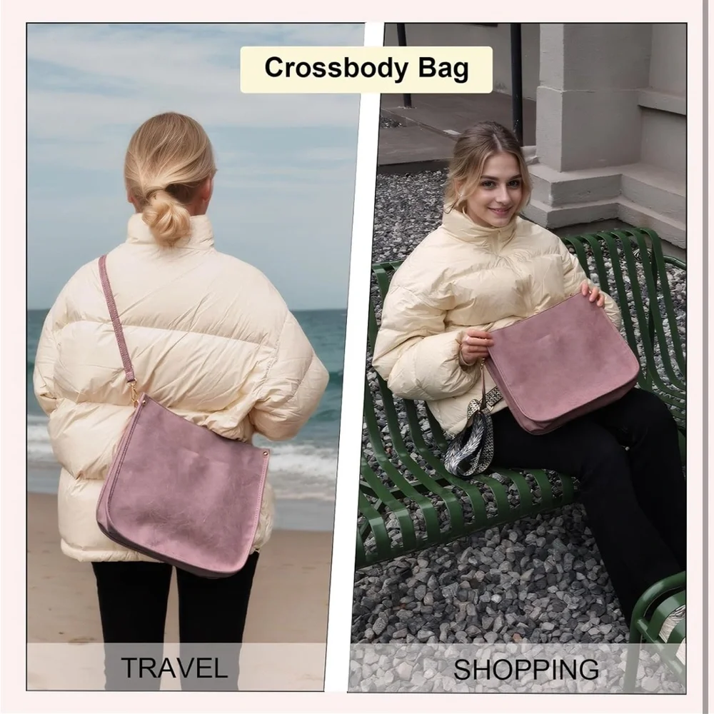 Pink large crossbody tote Bag